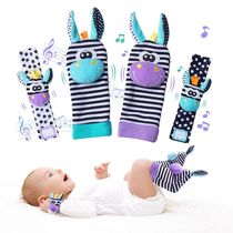 Baby Wrist Rattles Foot Finder Socks Set Infant Rattle Socks