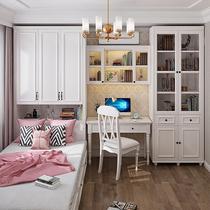 American simple bedroom childrens tatami bed wardrobe bookcase combination ash solid wood custom air pressure storage cabinet