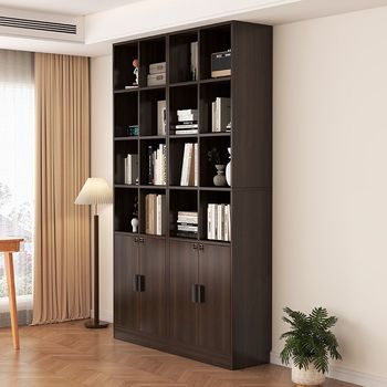 Bookcase and bookcase integrated home living room wall storage rack floor-standing combination storage storage cabinet lattice cabinet heightened