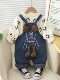 Dhwa British Co-Branded Baby Autumn Clothing Set 2024 New Toddler Bear Denim Overalls Two-Piece Set