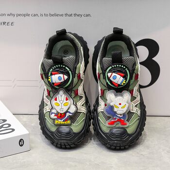 Dhwa British Co-Branded Boys' Cartoon Ultraman Sneakers 2025 Spring and Autumn Casual Soft-Soled Mesh Dad Shoes
