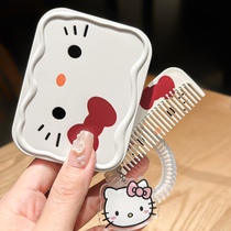 Two-in-one folding makeup mirror with small comb KT cat cute student mini mirror portable hair comb