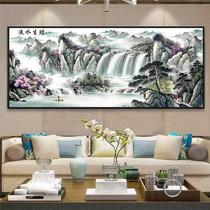High-end 5d diamond painting full of diamonds living room flowing water to make money landscape landscape painting office cross stitch 2024 new diamond