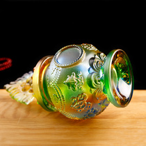 Glaze Eight Auspicious Mani Vase Dragon King Vase Tibetan Lotus Q Vase for Buddhist Tibetan Style Ornaments