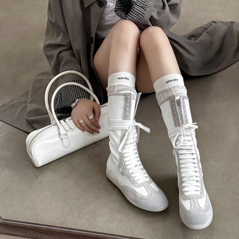 French-Style Height-Increasing Lace-Up Sports Boxing Boots, Martin Boots for Women, Side Zipper Mid-Calf German Training Boots, 2026 New Long Boots French-Style Height-Increasing Lace-Up Sports Boxing Boots, Martin Boots for Women, Side Zipper Mid-Calf German Training Boots, 2026 New Long Boots