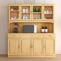 Solid wood sideboard tea cabinet pine dining room furniture cupboard wine cabinet storage cabinet kitchen microwave cabinet small apartment