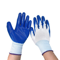 Nylon nitrile white blue 13-pin rubber gloves anti-slip dipped rubber hanging rubber labor protection gloves
