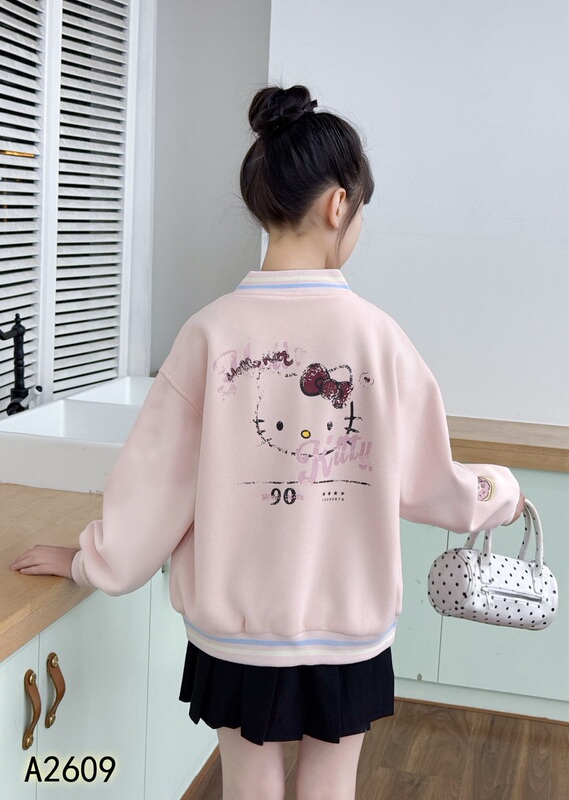 High-End Brand 2026 Summer New Fashion Versatile Casual Kt Cat Baseball Jacket for Girls