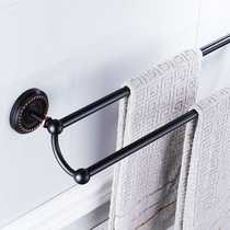 Black kitchen and bathroom pendant American bathroom wall-mounted hardware bathroom double-rod towel rack copper material black bronze surface