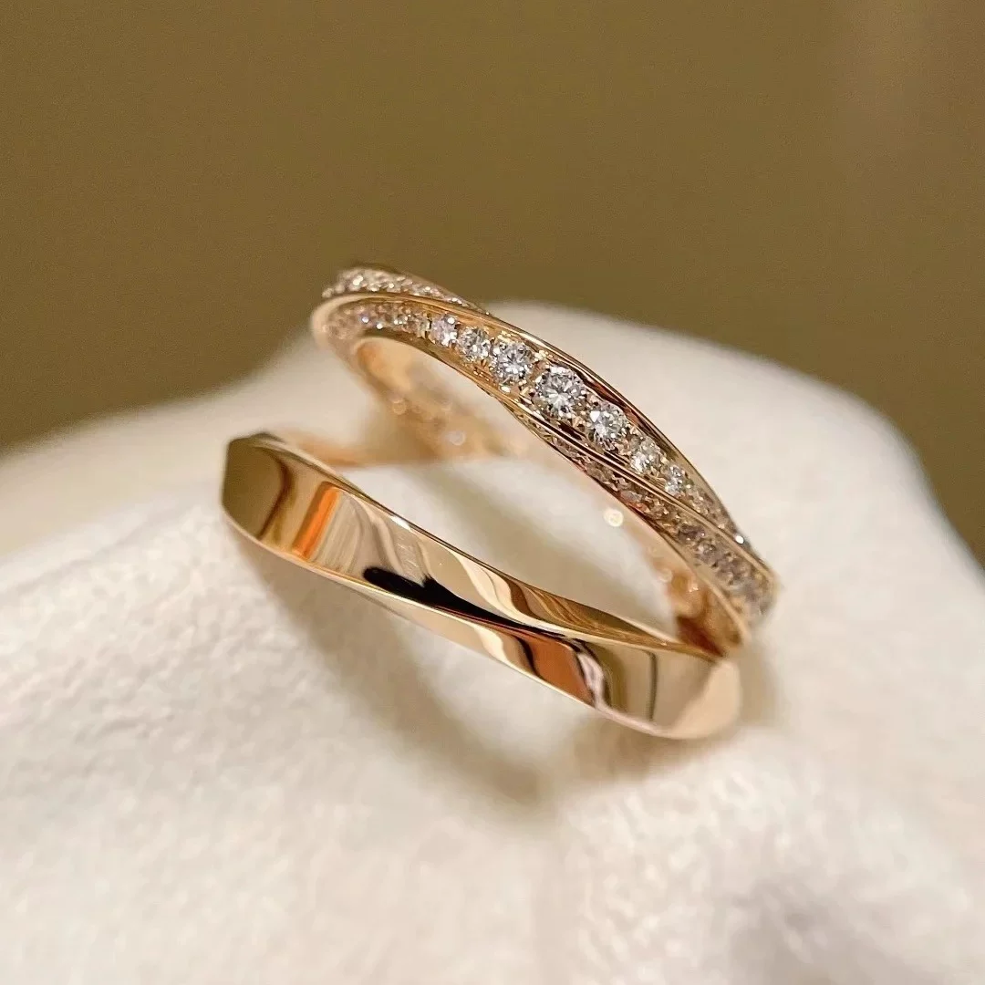Графф/Против Rose Gold Mobius Ring Подпись платиновое кольцо с бриллиантами