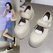 French Mary Jane womens shoes the same style ugly big-head canvas shoes womens white thick-soled shoes retro single shoes summer