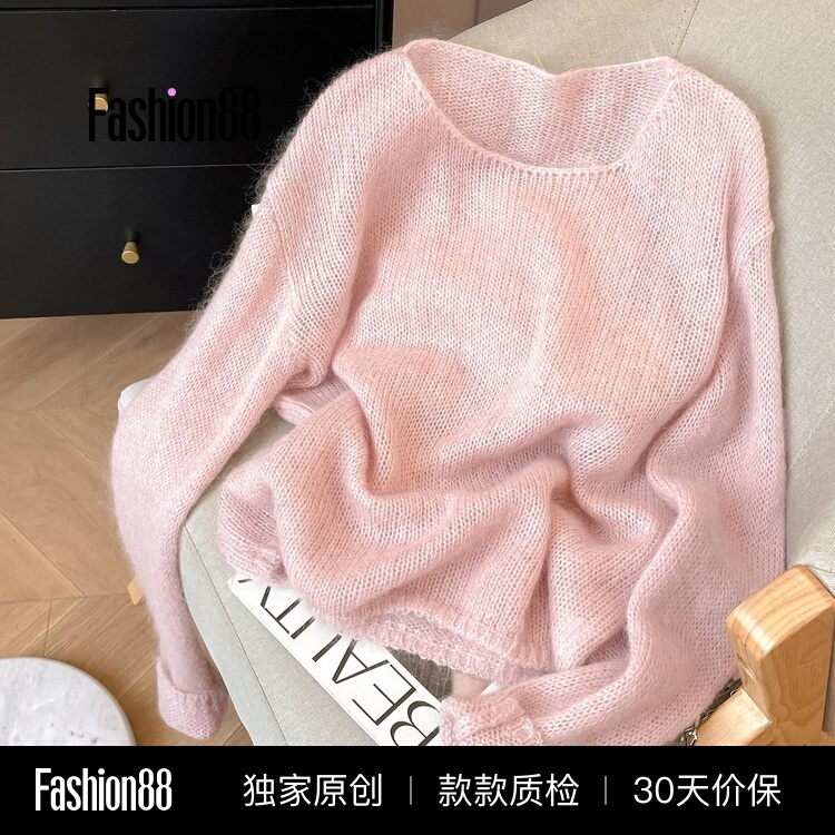Sweater_ Lazy Style Slightly Sheer Fluffy Mohair Sweater Long-Sleeved Loose Round Neck Women's Clothing 2026 Autumn New Style Sweater_ Lazy Style Slightly Sheer Fluffy Mohair Sweater Long-Sleeved Loose Round Neck Women's Clothing 2026 Autumn New Style