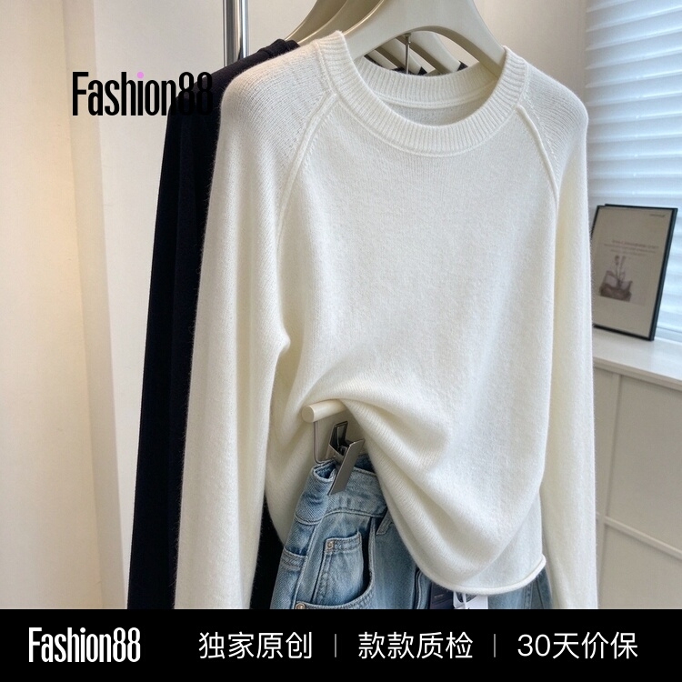 Basic Solid Color Round Neck Knit Sweater for Women, Loose and Versatile Base Sweater, Long-Sleeve Top, Early Autumn 2026 Hot Item Basic Solid Color Round Neck Knit Sweater for Women, Loose and Versatile Base Sweater, Long-Sleeve Top, Early Autumn 2026 Hot Item