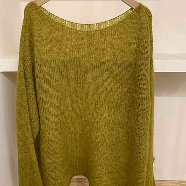 Old Money Style Loose and Lazy Olive Yellow Mohair Knit Sweater for Women, Suitable for Autumn, Can Be Worn as an Inner or Outer Layer, Long-Sleeve Sweater Top Old Money Style Loose and Lazy Olive Yellow Mohair Knit Sweater for Women, Suitable for Autumn, Can Be Worn as an Inner or Outer Layer, Long-Sleeve Sweater Top