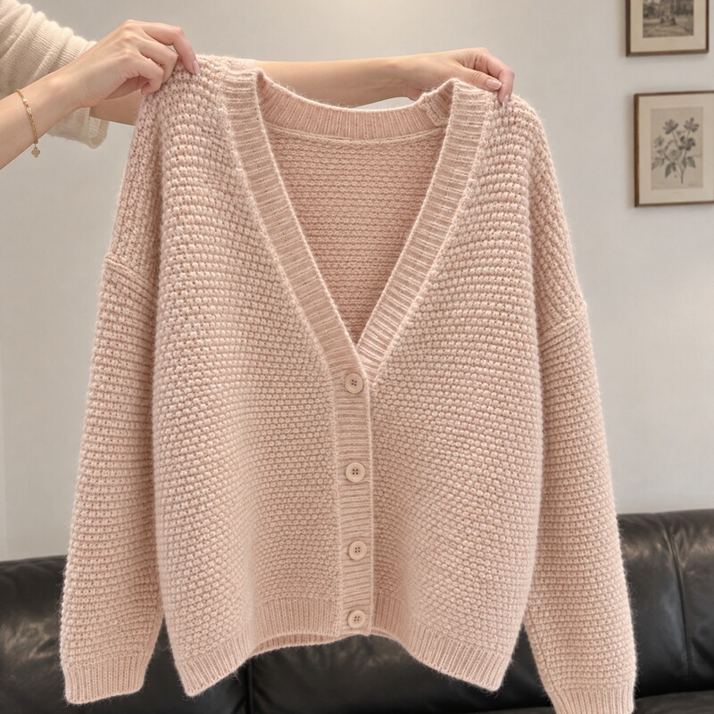 Women's 2026 Autumn and Winter Sweater Coat V-Neck Long-Sleeve Loose Soft Knit Cardigan Japanese Style Outerwear New Arrival