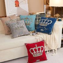 Chenille Cushion Cover 45*45cm Crown Embroidered Jacquard