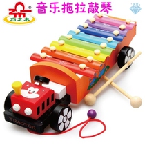 Wooden childrens music early education hand percussion piano 1-2-3 year old baby percussion piano tractor trailer musical instrument educational toy