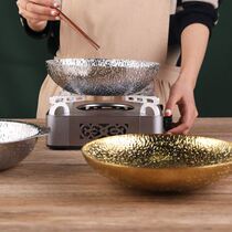 Bengli twelve-edge snowflake dry pot plate stainless steel three-layer steel hammer pattern bar tripod alcohol stove commercial pot