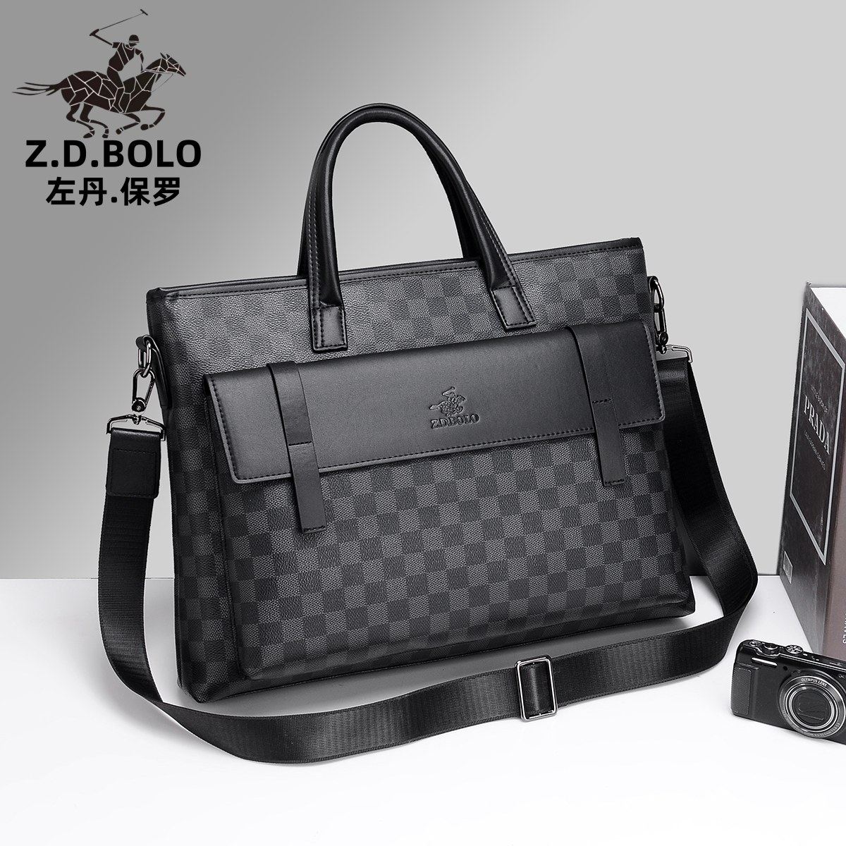 ZDBOLO メンズ ブリーフケース ショルダーバッグ、ファッション ハンドバッグ、本革ビジネス ドキュメント バッグ、クラッチ
