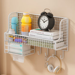 Wall-Mounted Storage Rack, No-Drill Wall Hanging, Dormitory Storage Solution, Bedside Hanging Basket Bookshelf for Upper Bunk Bed