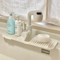 Kitchen faucet anti-splash storage mat bathroom sink storage drain mat anti-water accumulation silicone guide channel