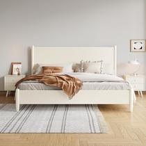 White solid wood bed modern minimalist master bedroom 2mx220 full solid wood bed 2mx2m 2 large bed storage American bed