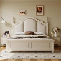 Genuine leather soft back cover French light luxury white solid wood bed master bedroom 1 8m storage bed American bed modern simple 1 5