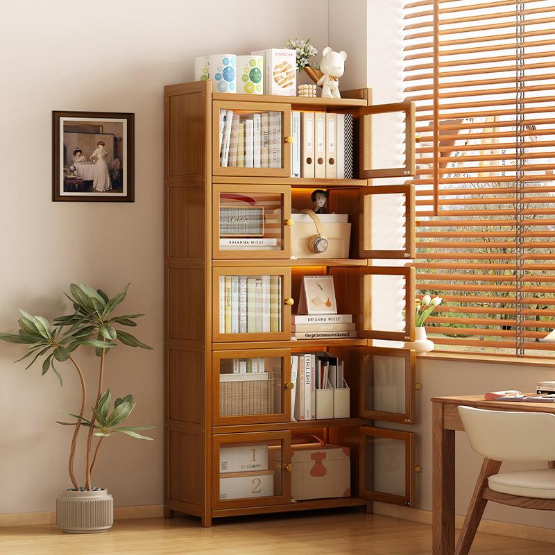 Floor-standing bookcase home living room wall bookshelf multi-layer display cabinet storage with cabinet door children's student storage cabinet