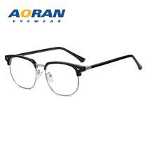 Retro eyebrow black half-frame anti-blue light radiation myopia glasses frame 9085 male trend can be equipped with student myopia glasses