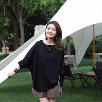 Zhe Sifan parent-child clothing] Designer style wide version mid-sleeve T-shirt contrasting color patchwork T-shirt childrens clothing summer breathable
