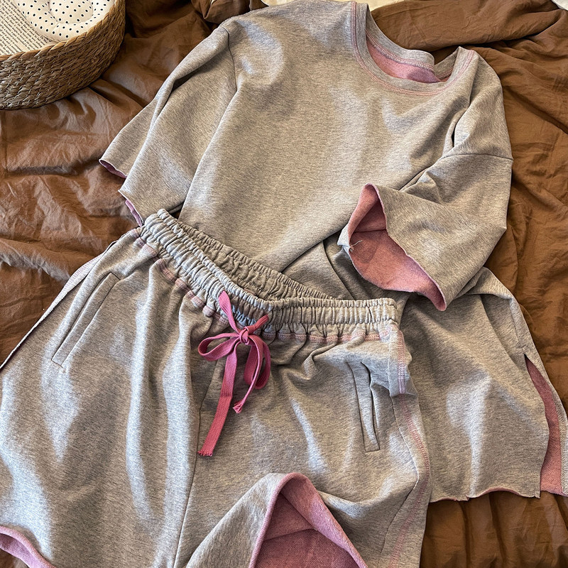 2026 New Summer Style Korean-Style High-End Short-Sleeved Pajamas for Women Ins Simple and Comfortable Shorts Style Home Wear Set 2026 New Summer Style Korean-Style High-End Short-Sleeved Pajamas for Women Ins Simple and Comfortable Shorts Style Home Wear Set
