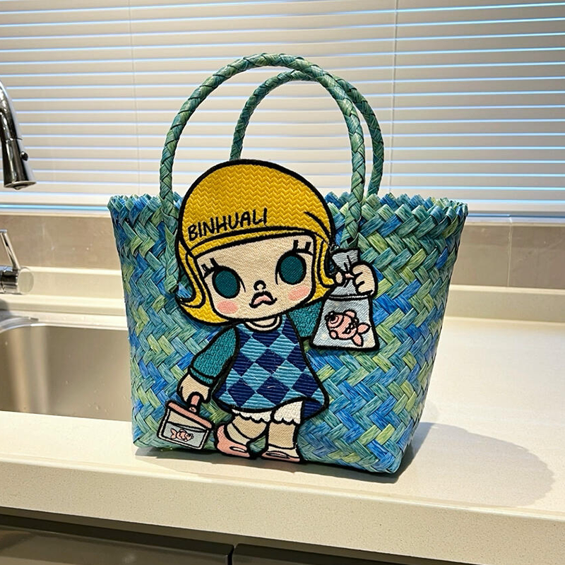 Vegetable Basket Bag, Women's Hand-Woven Tote Bag, Large Capacity, Waterproof, Multi-Functional, High-End Commuter Small Handbag Vegetable Basket Bag, Women's Hand-Woven Tote Bag, Large Capacity, Waterproof, Multi-Functional, High-End Commuter Small Handbag