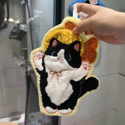 Dopamine cat towel hanging super absorbent kitchen thickened towel handkerchief toilet coral fleece towel
