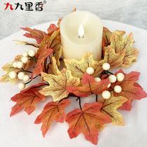Cross-border American Harvest Festival AL684339 Maple Leaf Garland Sunflower Pumpkin Pulp Hanging Decoration Fruit Season Autumn Candle Flower