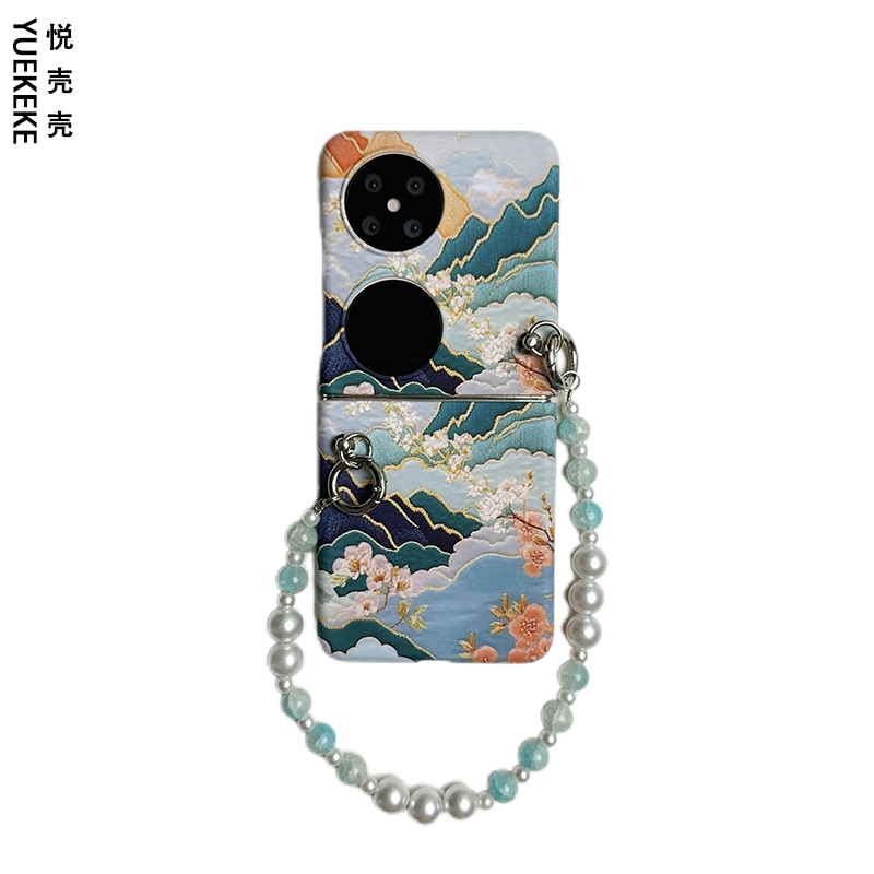 Chinese-Style Landscape Art Suitable for Huawei P50 Pocket Phone Case, Novaflip Full Coverage New Model, Oppo Find N3 Flip Foldable Screen N2 High-End Feel, Samsung Galaxy Z Flip 6/5 Case