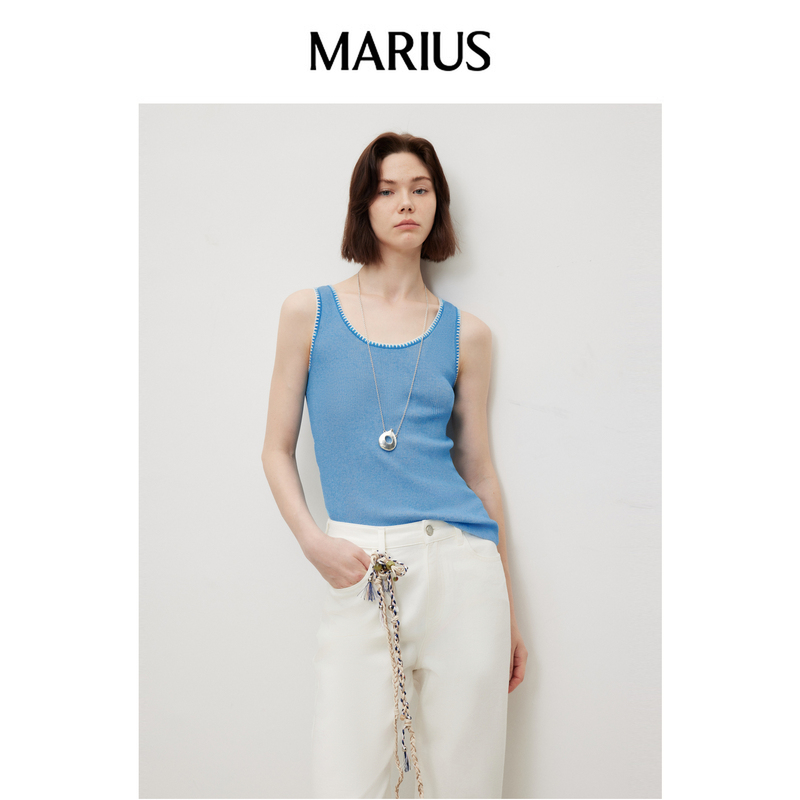 Marius "Bmate Basic Series" Linen Blend Cool-Touch Chanel-Style Hand-Crocheted Knitted Vest Marius "Bmate Basic Series" Linen Blend Cool-Touch Chanel-Style Hand-Crocheted Knitted Vest