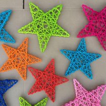 25CM rattan five-pointed star kindergarten shopping mall pendant colorful takraw ball photography background decoration