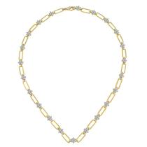 European and American ins retro style stacked model 4 5mm round D color moissanite silver gold plated 18k gold paper clip necklace