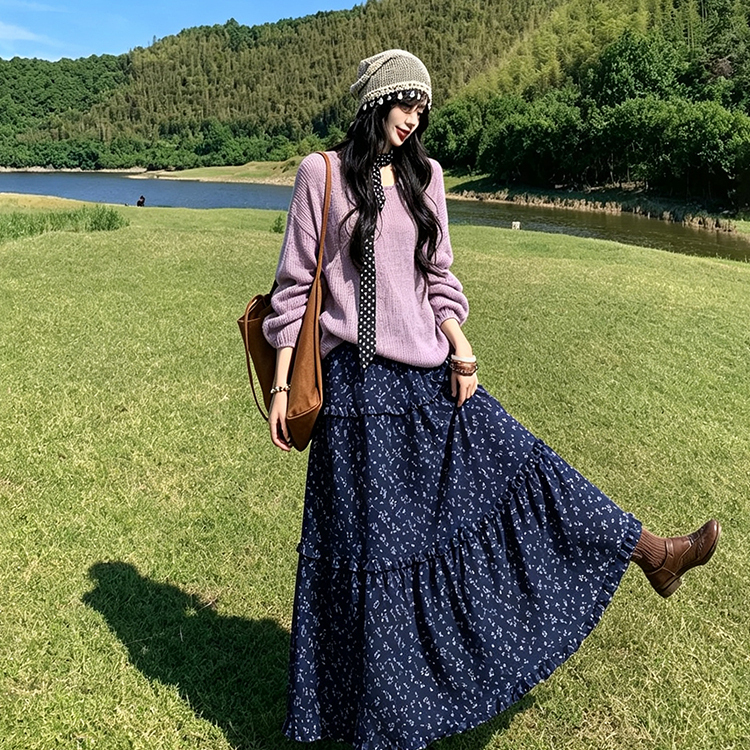 French-Style Lazy Purple Soft Round-Neck Long-Sleeve Knit Sweater for Women, 2026 New Design, Stylish Commuting Sweater French-Style Lazy Purple Soft Round-Neck Long-Sleeve Knit Sweater for Women, 2026 New Design, Stylish Commuting Sweater