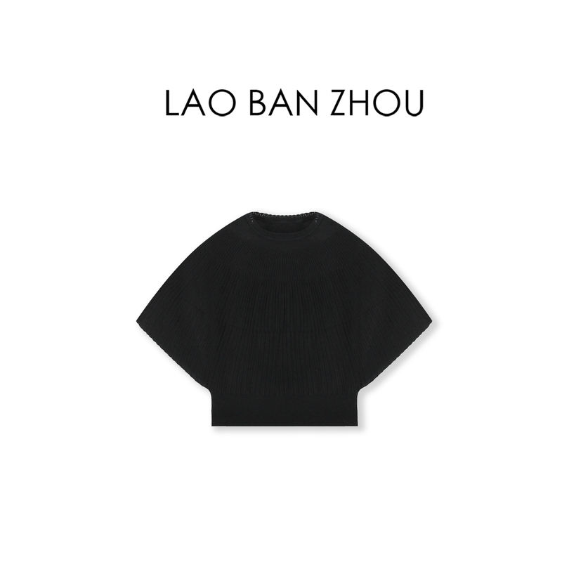 【Boss Zhou】Elegant and Graceful, New Summer Product with Cape-Style Design, Slimming Knit Top T-Shirt