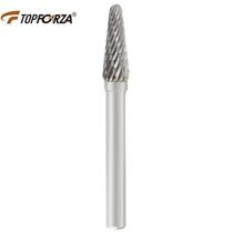 TOPFORZA tungsten steel grinding head L-shaped alloy rotary file hard metal conical dome double groove L