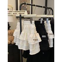 French sweet ruffled patchwork cake skirt for women 2024 summer new high-waisted slimming A-line short skirt