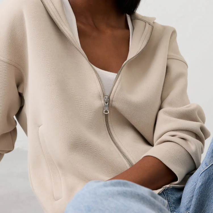 Banana Republic 25 Autumn/Winter Khaki Hooded Zip-Up Sweatshirt in Stock
