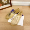 Non-Slip Crystal Sandals for Women, Suitable for Outdoor Wear, Fairy-Style, Closed-Toe, Flat-Heeled, Hollow-Out Clogs for Middle-Aged and Elderly Women