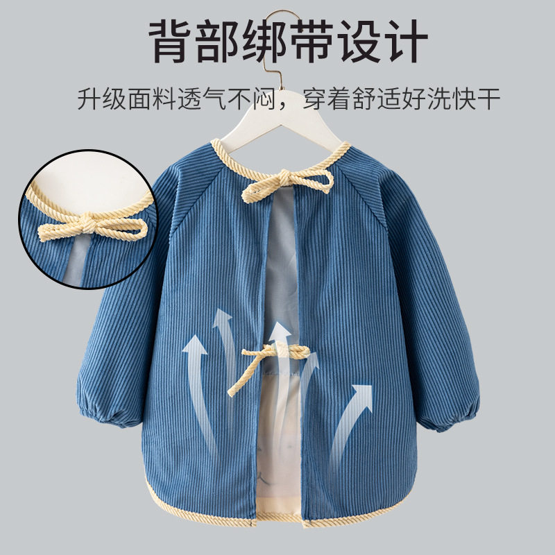 Baby Smock Waterproof and Anti-Dirty Children's Autumn and Winter Girls' Reverse-Wear Bib Eating Clothes Crystal Velvet Baby Apron