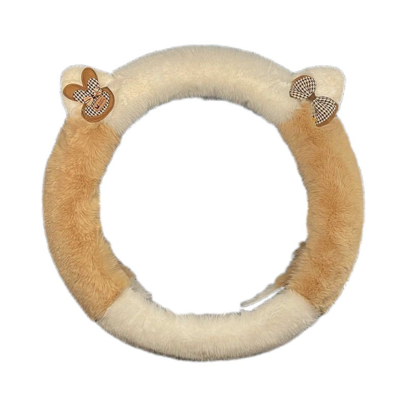 Steering Wheel Cover, High-End, Popular Online, Winter Plush, Warm, Heated, Cute Cartoon, Suitable for All Seasons, Car Handle Cover for Women