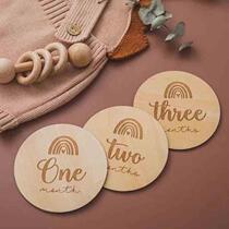 2023 Spring Simple Wooden House Numbers Round Engraved Letters Disc Coaster Crafts Wooden Wishing Card Crafts