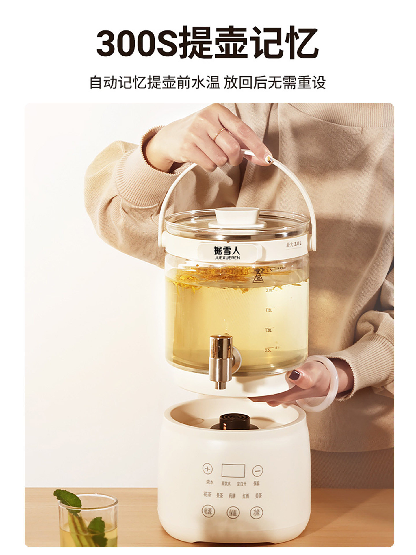 German Genuine All-Glass Herbal Tea Health Pot, Integrated Stewing and Boiling, Insulated Electric Tea Kettle for Home Use