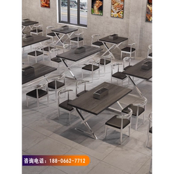 Table and Chair Combination Milk Tea Shop Cafe Western Food Commercial Barbecue Solid Wood Dining Table Late Night Shop Hotel Industrial Style Bar