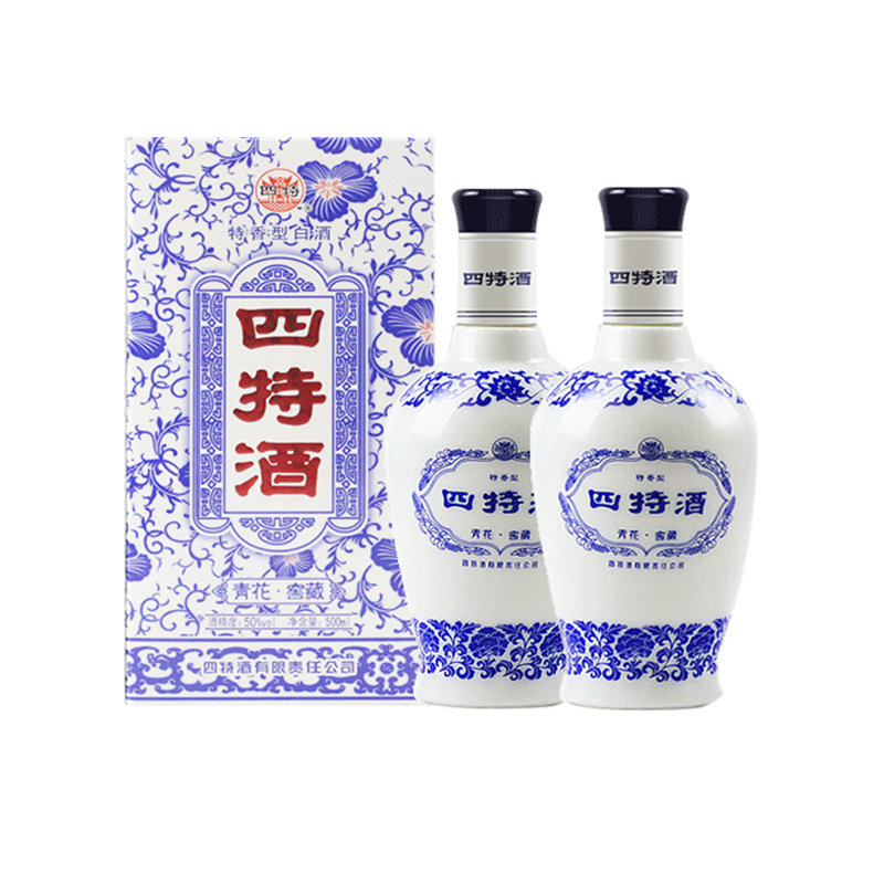 青花　白酒　500ml 江西四特酒四特青花窖藏50度500ml特香型白酒纯粮酒口粮酒王评价- 淘宝网